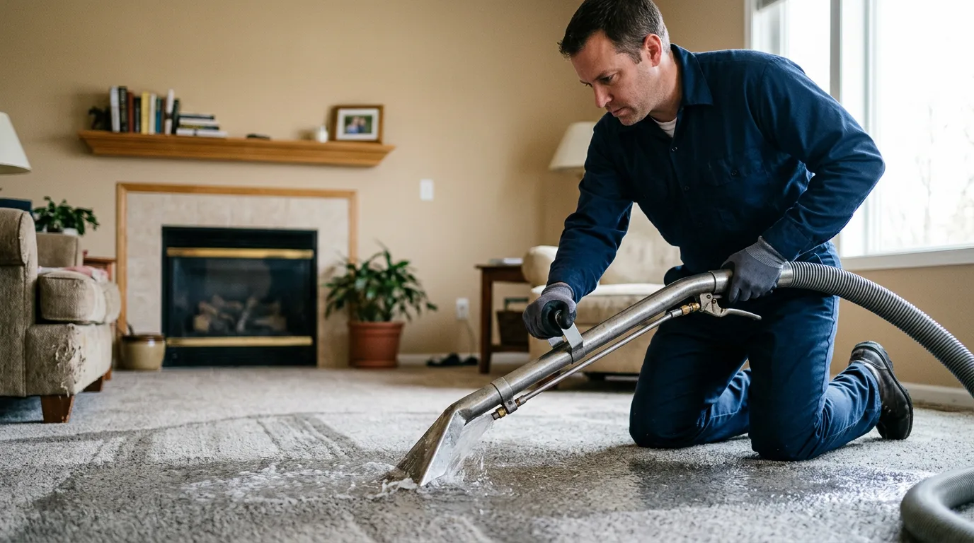 Water damage restoration technician working near La Luz, NM